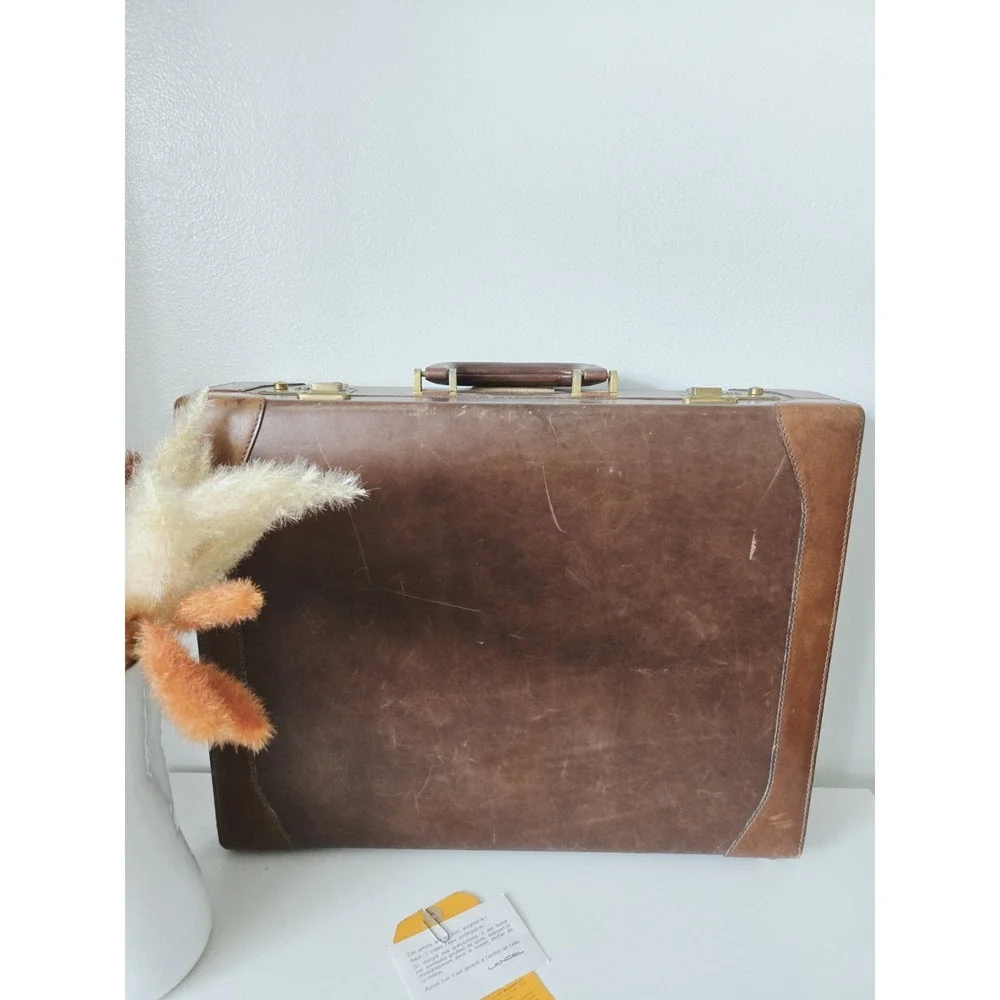 🗼RARE Vintage LANCEL Paris Hard Leather Portfolio Document Briefcase France